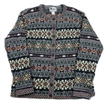 Vintage Kobe Nordic Fair Isle Shetland Wool Multi Pattern Cardigan Hong ... - £22.90 GBP