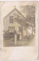 Postcard RPPC Couple In Front Of Their Home - $2.96