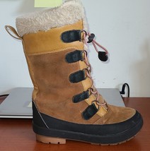 Kids Sz 1 Winter Boots Thermolite Technology Faux Fur Cognac Brown. - $14.99