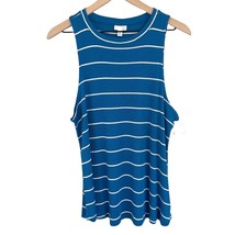 bp Nordstrom blue white striped relaxed fit ribbed knit tank top large - £11.98 GBP