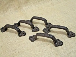 5 Rustic Cabinet Handle Cast Iron Drawer Pull Door Antique Style 5 1/2&quot; ... - £14.38 GBP