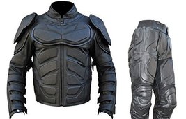 Bestzo Men&#39;s Dark Knight Real Leather Batman Suit Cow Leather Black 5XL - £331.07 GBP