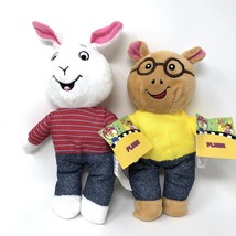 Set of 2 PBS Arthur &amp; Rabbit by Marc Brown Plush Doll Stuffed Animal 8” New - £11.74 GBP