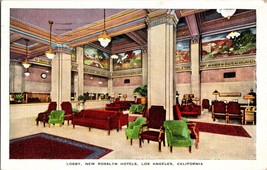 Vtg Postcard Lobby, New Rosslyn Hotels, Los Angeles, California, PM 1940 - £5.33 GBP