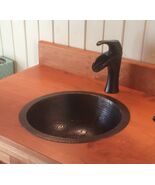 15" Rustic Round Copper Bathroom Sink Dual Mount - $179.95