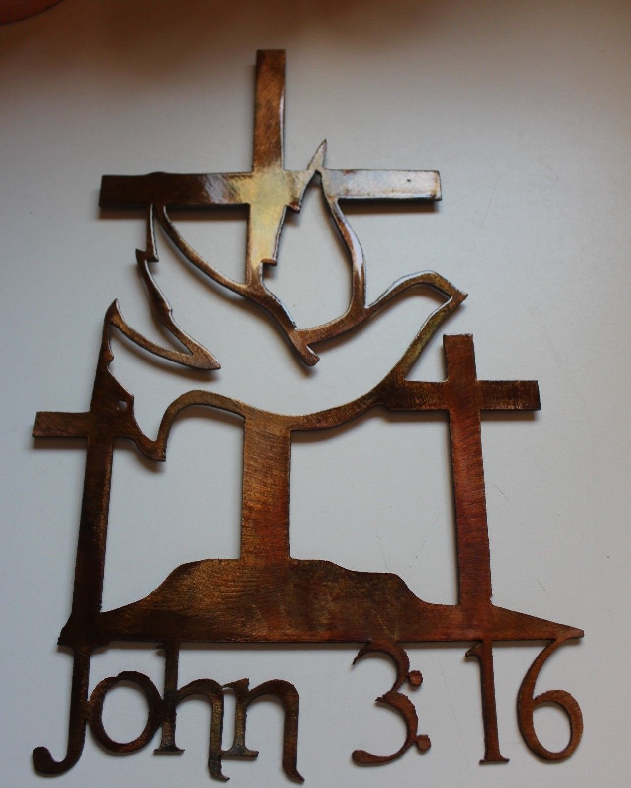Primary image for John 3:16 Cross - Metal Wall Art - Copper 19"