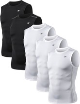 Men&#39;S Athletic Compression Shirts, Sleeveless Workout Tank Top,, Telaleo 5 Pack. - £33.04 GBP