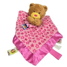 Taggies Lovey Baby Security Blanket Teddy Bear Tags Satin Trim Pink 14&quot; - £11.40 GBP