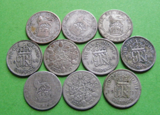 10 Original Authentic Silver Sixpence Wedding Coins - FREE SHIPPING - $45.00
