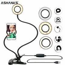 Photo Studio Selfie LED Ring Light iPhone Android Cell Phone Mobile Holder Youtu - £27.08 GBP