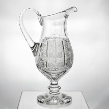 Bohemia Crystal Queens Lace Cut Footed Wine Pitcher, Vintage Blown Ewer 13&quot; Rare - £279.77 GBP