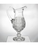 Bohemia Crystal Queens Lace Cut Footed Wine Pitcher, Vintage Blown Ewer ... - £278.90 GBP