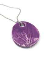 Large Pendant Necklace For Women With Lavender Leaves, Statement Artisan Jewelry - £54.02 GBP
