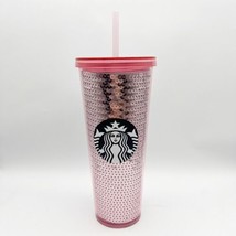 STARBUCKS Tumbler PINK Rose SEQUIN Venti 2017 Cup 24 Oz with Lid &amp; straw - $24.99