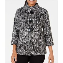 JM Collection Women Petite PS Black White 3/4 Sleeve 3 Button Jacket NWT... - £23.43 GBP