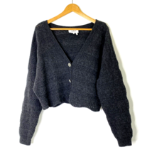 ba&amp;sh V Neck Button Front Cropped Harold Cardigan Sweater size Large Gray Italy - $116.99