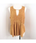 Maurices Women&#39;s M Burnt Yellow Lace Trim Sleeveless Blouse Tank Top - £12.01 GBP