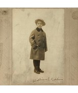 Antique Cabinet Card Photo Boy in Winter Dress Coat William E Collins Le... - $25.92 CAD