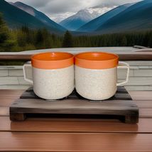 2 Vintage Cornish Camping Mugs - Therm-o Coffee Cup Speckled Beige And P... - $14.84