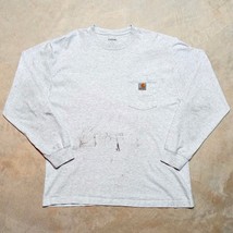 Carhartt Gray Distressed Paint Grunge Long Sleeve Pocket T-shirt - Size ... - $17.95