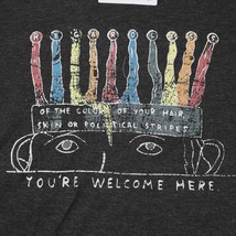 Youre Welcome Here Shirt Mens L Gray Short Sleeve Crew Neck Knit Print Basic Tee - £18.18 GBP