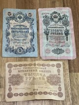Russia: 1912-1923 5, 10 1000 Rubles Banknote Set Circulated - $15.77