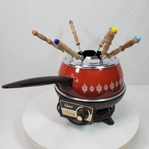 Vintage 1970 Oster Electric Fondue Set Pot w/ Skewers Retro Mid Century - £58.43 GBP