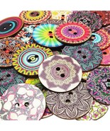 Mix Pattern 30Pcs 2&quot;(50Mm) Large Wood Buttons Craft Sewing Button (Mix P... - £15.84 GBP
