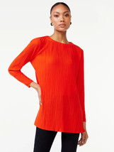 Scoop Women&#39;s Crinkle Knit Tunic Top Orange Red - Size XS (0-2) - £11.84 GBP