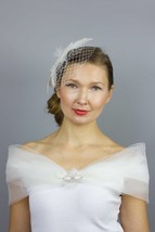 Light Net Veil wrap shawl bolero Winter wedding Ivory off white Sizes S,... - £21.67 GBP