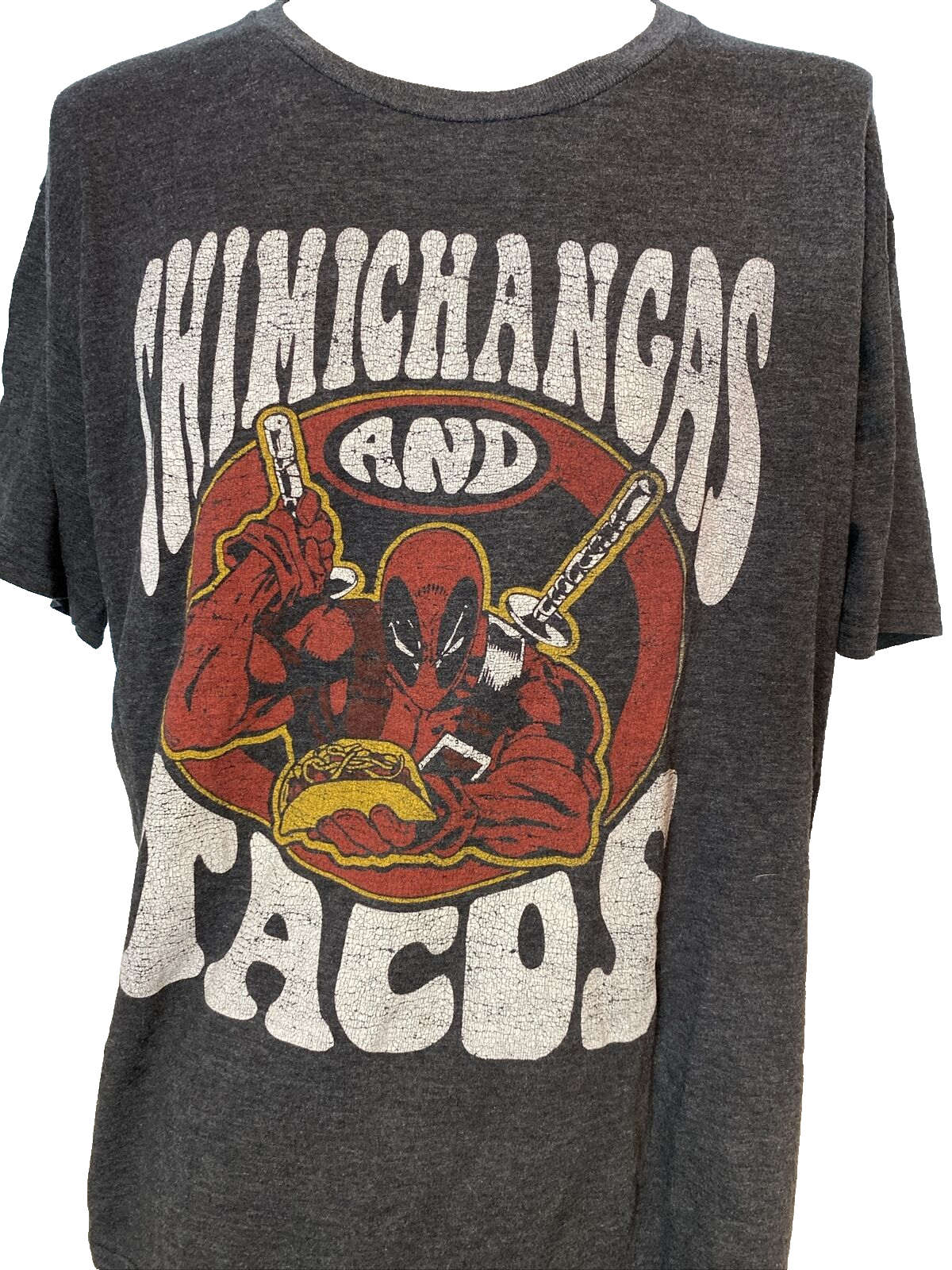 Primary image for Vintage Marvel Deadpool Chimichangas & Tacos Men's T-Shirt Black XL