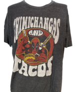 Vintage Marvel Deadpool Chimichangas &amp; Tacos Men&#39;s T-Shirt Black XL - $16.14