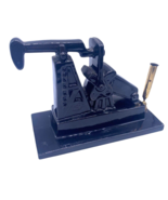 Vintage Fountain Pen Holder Oil Derrick Handmade Black Glazed Pottery De... - £29.30 GBP