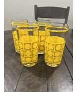 Continental Can Co Glasses Set of 4 MCM 1960&#39;s Yellow Polka Dot Gold Tum... - $55.48 CAD