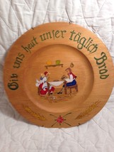 (A49) VINTAGE Handmade &quot;Give us our daily bread&quot; wooden tray, Bavaria, 14&quot; - $39.60