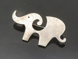 MEXICO 925 Silver - Vintage Shiny Swirl Cutout Elephant Brooch Pin - BP7561 - £45.51 GBP