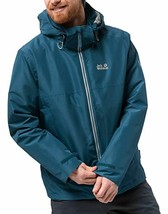 Jack Wolfskin Men&#39;s North Fjord Waterproof Insulated 3-in-1 Jacket, Medium, Blue - £118.48 GBP