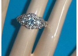 Sterling Silver Blue and Clear CZ Ring Size 8 - £23.56 GBP