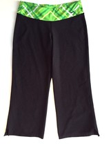 Nike FitDry Women&#39;s M Active Athletic Yoga Stretch Capris Crop Pants Black Green - £16.53 GBP