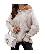 Women Casual Long Sleeve Fall Sweaters Crew Neck Soft Ribbed Knitted Ove... - £61.50 GBP