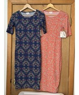 Lularoe Julia XXS NEW With Tags Lot Of 2 Form fitting Mid Dress Multi Color - $342.71 MXN