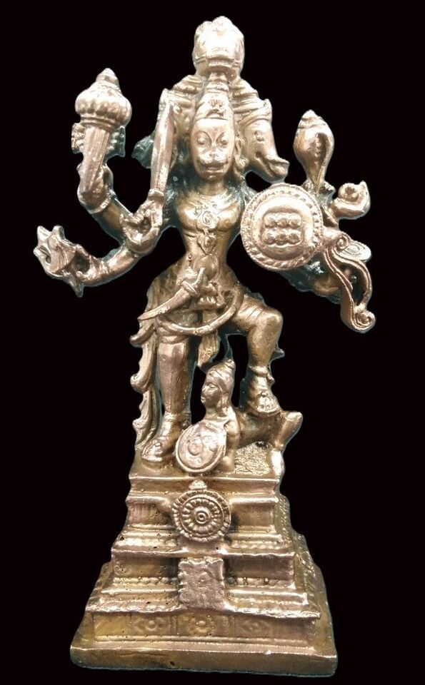 Panchmukhi Hanuman Idol In Pure Solid Copper - $122.74