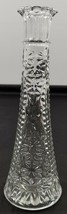 I) Clear Diamond Starburst Cut Glass Scalloped Top Bud Flower Vase 9&quot; Tall - $9.89