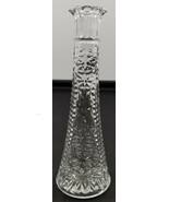 I) Clear Diamond Starburst Cut Glass Scalloped Top Bud Flower Vase 9&quot; Tall - £7.77 GBP