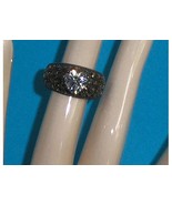 Sterling Silver Heart Simulated Diamond CZ and Marcasite Ring Size 6-1/2 - £31.48 GBP