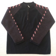 Neve Wool Ski Sweater Mens Size L Retro Black Red Colorblock 1/4 Zip Henley - £45.45 GBP