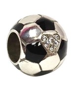 Brighton Soccer Ball Bead, J98222, Silver Finish, Crystals, Enamel, New - £9.85 GBP