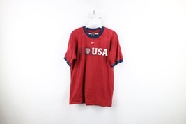 Vtg Nike Mens Small Faded Travis Scott Center Swoosh USA Soccer Ringer T-Shirt - £40.68 GBP