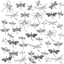Dragonfly Charms Antiqued Silver Dragonfly Pendant Steampunk Insect Butt... - $25.73