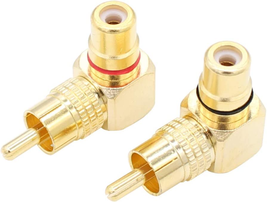 RCA Right Angle Adapter Gold-Plated 2-Pack 90 Degree RCA Adapter Plug Connector - £8.27 GBP